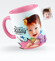 BK Gift Kişiye Özel Bebek Karikatürlü Pembe Kupa Bardak  1
