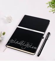 BK Gift Kişiye Özel İsimli Günlüğüm Tasarımlı Siyah Defter Kalem Seti-1