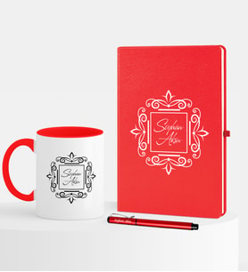 BK Gift Kişiye Özel İsimli Kırmızı Defter Kalem Kupa Seti - 1