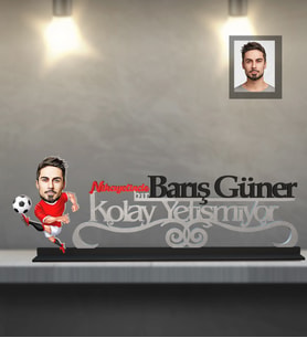 Kişiye Özel Futbolcu Karikatürlü Kolay Yetişmiyor Ahşap Biblo Bay-3