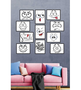 Çoklu Duvar Tabloları, Komik Tablolar, Çocuk Odası Tabloları, 12 Parça Mdf Tablo, Çoklu Tablo Seti TB-034