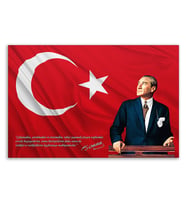 ''Güner Ofis'' Atatürk Tablosu Deri Üzerine Kanvas Tablo 80x130
