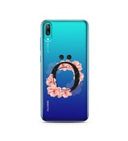 Pembe Çiçekli Harf Tasarım Süper Şeffaf Silikon Telefon Kılıfı Huawei Y7 Prime 2