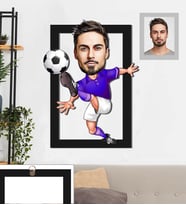 Kişiye Özel Futbolcu Karikatürlü 3D Ahşap Tablo 30x47 Bay-2