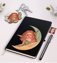 BK Gift Kişiye Özel Kız Çocuk Melek Karikatürlü Siyah Defter Kalem Ve Anahtarlık Hediye Seti-1 (Model 1)