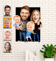 Kişiye Özel Aile Hediye Karikatür Ahşap Tablo