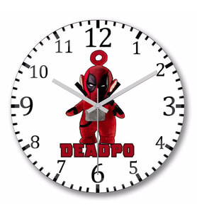 Deadpool Duvar Saati Bombeli Gercek Cam