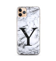 Iphone 11 Pro Max Beyaz Mermer Harf Tasarımlı Telefon Kılıfı Y-Harfi 