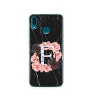 Mermer Çiçekli Harf Tasarım Süper Şeffaf Silikon Telefon Kılıfı Huawei Y9 2019 F
