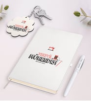 BK Gift Kişiye Özel Tekstil Mühendisi Beyaz Defter Kalem Ve Anahtarlık Hediye Seti-2 (Model 1)