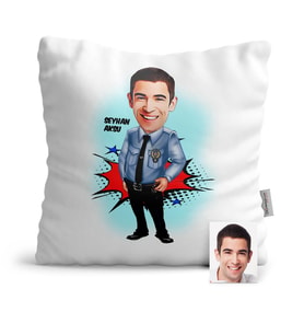 BK Gift Kişiye Özel Polis Karikatür  Yastık  1