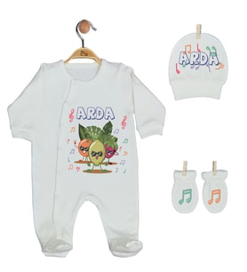 Pia Baby GL 1903-01 İsme Özel Üçlü Tulum Set
