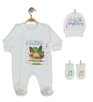Pia Baby GL 1903-01 İsme Özel Üçlü Tulum Set