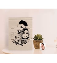 BK Gift Kişiye Özel İsimli Sevgililer Silüet Tasarımlı Otantik Masaüstü Ahşap Palet Çerçeve-1 (Beyaz)