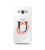Pembe Çiçekli Harf Tasarım Süper Şeffaf Silikon Telefon Kılıfı Samsung A3 (2015)