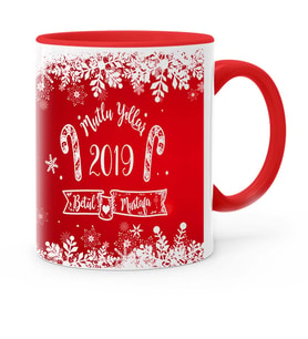 BK Gift Kişiye Özel Mutlu Yıllar Kırmızı Kupa Bardak  4