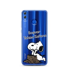 Snoopy Tasarımlı Süper Şeffaf Silikon Telefon Kılıfı Huawei Honor 8X 