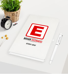 BK Gift Kişiye Özel Eczane Beyaz Defter Kalem Seti-1