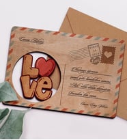 BK Gift Kişiye Özel Sevgililer Günü Temalı Retro Ahşap Tebrik Kartı  4