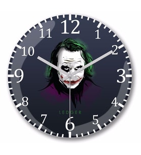 Joker Ledger  Duvar Saati Bombeli Gercek Cam