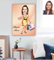 Kişiye Özel Bayan Karikatürlü Ahşap Tablo 30x47 Model-3