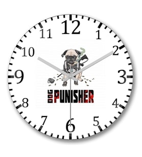 Dog Punisher Köpek Duvar Saati Bombeli Gercek Cam