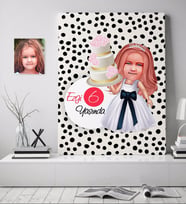 BK Gift Kişiye Özel Kız Çocuk Yaş Karikatürlü Kanvas Tablo 70x100cm-20