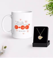 BK Gift Kişiye Özel Fizik Öğretmeni Beyaz Kupa ve Papatya Kolye Hediye Seti-2 (Model 1)