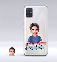 BK Gift Kişiye Özel Erkek İsimli Karikatürlü Samsung Galaxy A51 İnce Şeffaf Silikon Telefon Kapağı-1 (Beyaz)