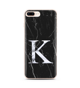 Iphone 7 Plus Siyah Mermer Harf Tasarımlı Telefon Kılıfı K-Harfi 