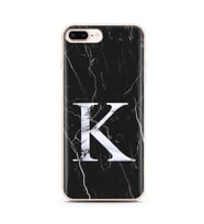 Iphone 7 Plus Siyah Mermer Harf Tasarımlı Telefon Kılıfı K-Harfi 