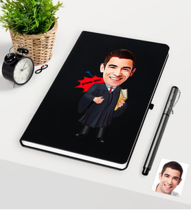 BK Gift Kişiye Özel Bay Avukat Karikatürlü Siyah Defter Kalem Seti - 1