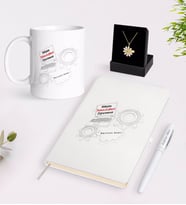 BK Gift Kişiye Özel Bilişim Teknolojileri Öğretmeni Beyaz Kupa Defter Kalem ve İsimli Papatya Kolye Hediye Seti-1 (Model 1)