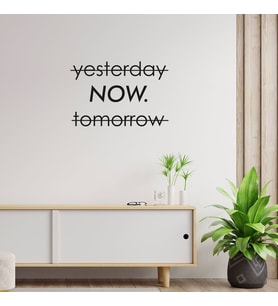 New Jargon - El Yazısı Yesterday Now Tomorrow Duvar Yazısı Sticker 60x39cm - Siyah
