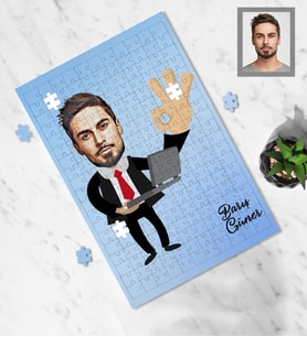 Kişiye Özel İş Adamı Tasarımlı Karikatür A4 99 Parça Puzzle Bay-3