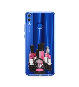 Makyaj Tasarımlı Süper Şeffaf Silikon Telefon Kılıfı Huawei Honor 8x