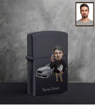 Kişiye Özel Patron Karikatürlü UV Baskılı Siyah Benzinli Çakmak Bay-20