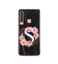 Mermer Çiçekli Harf Tasarım Süper Şeffaf Silikon Telefon Kılıfı Samsung A9 (2018