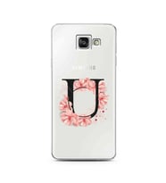 Pembe Çiçekli Harf Tasarım Süper Şeffaf Silikon Telefon Kılıfı Samsung A3 (2016)