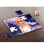 BK Gift Kişiye Özel Kadın Karikatürlü Ahşap Puzzle-18