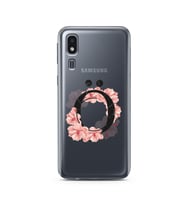 Pembe Çiçekli Harf Tasarım Süper Şeffaf Silikon Telefon Kılıfı Samsung A2 Core Ö