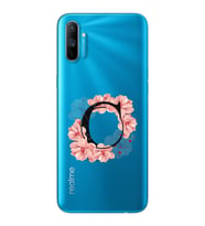 Pembe Çiçekli Harf Tasarım Süper Şeffaf Silikon Telefon Kılıfı Oppo Realmi C3 C-
