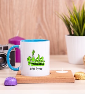 Gıda Teknikeri Ahşap Altlıklı Mumlu Mavi Kupa Bardak
