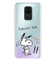 Snoopy Tasarımlı Süper Şeffaf Silikon Telefon Kılıfı Xiomai Redmi Note 9