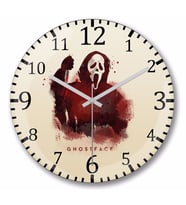 Scream Ghost Face  Duvar Saati Bombeli Gercek Cam