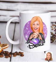 BK Gift Kişiye Özel Kadın Astrolog Karikatürlü Beyaz Kupa Bardak-1
