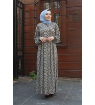 Nesliay Duz Robalı Geometrık Ucgen Desenli Vıskon Elbise