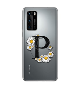 Papatya Harf Tasarım Süper Şeffaf Silikon Telefon Kılıfı Huawei P40 P-Harfi