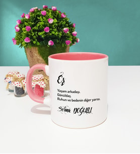 Eş Tasarımlı İsme Özel Eş Kupa Bardak Pembe