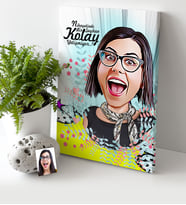 BK Gift Kişiye Özel Bayan Karikatür Kanvas Tablo 30x50cm 8